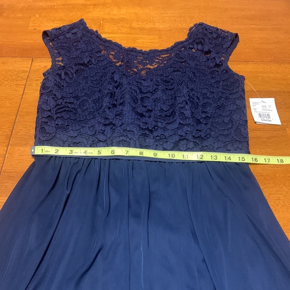 NWT David's Bridal Womens Size 12 Formal Bridesmaid Navy Marine Lace Short Dress - Picture 10 of 12